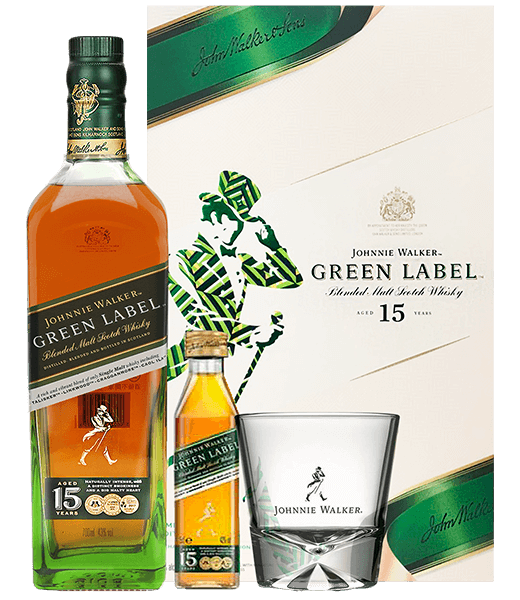 約翰走路綠牌15年威士忌禮盒 2020年包裝 Johnnie Walker Green Label 15 Years Old Blended Scotch Whisky Gift Box