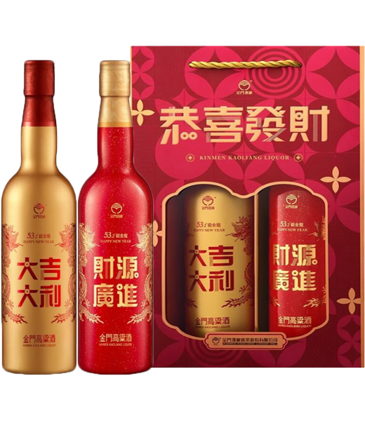 金門高粱酒53.2度禮盒(緞金龍-2025恭喜發財)