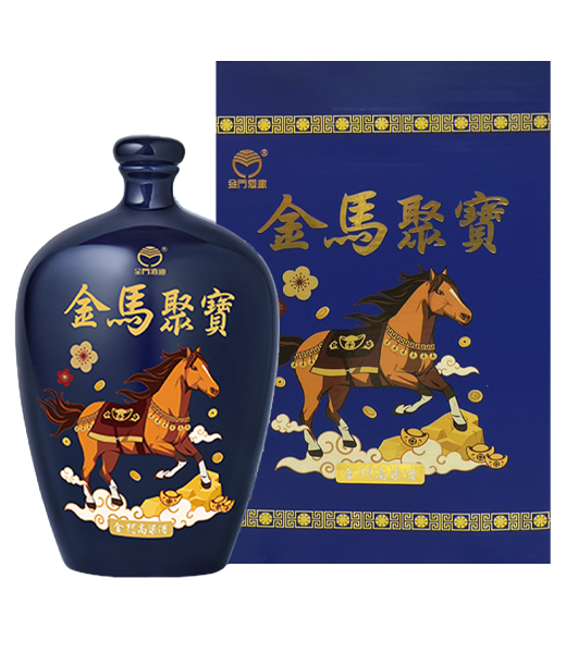 金門高粱戰酒46度(黑金龍-金馬聚寶藍瓷紀念酒-三年特窖老酒)