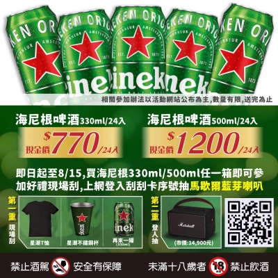 【搶手貨】 海尼根星潮好禮拿不完